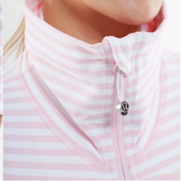 Lululemon in stride jacket ๐ธ pink + white stripe size 6 - Picture 4 of 11